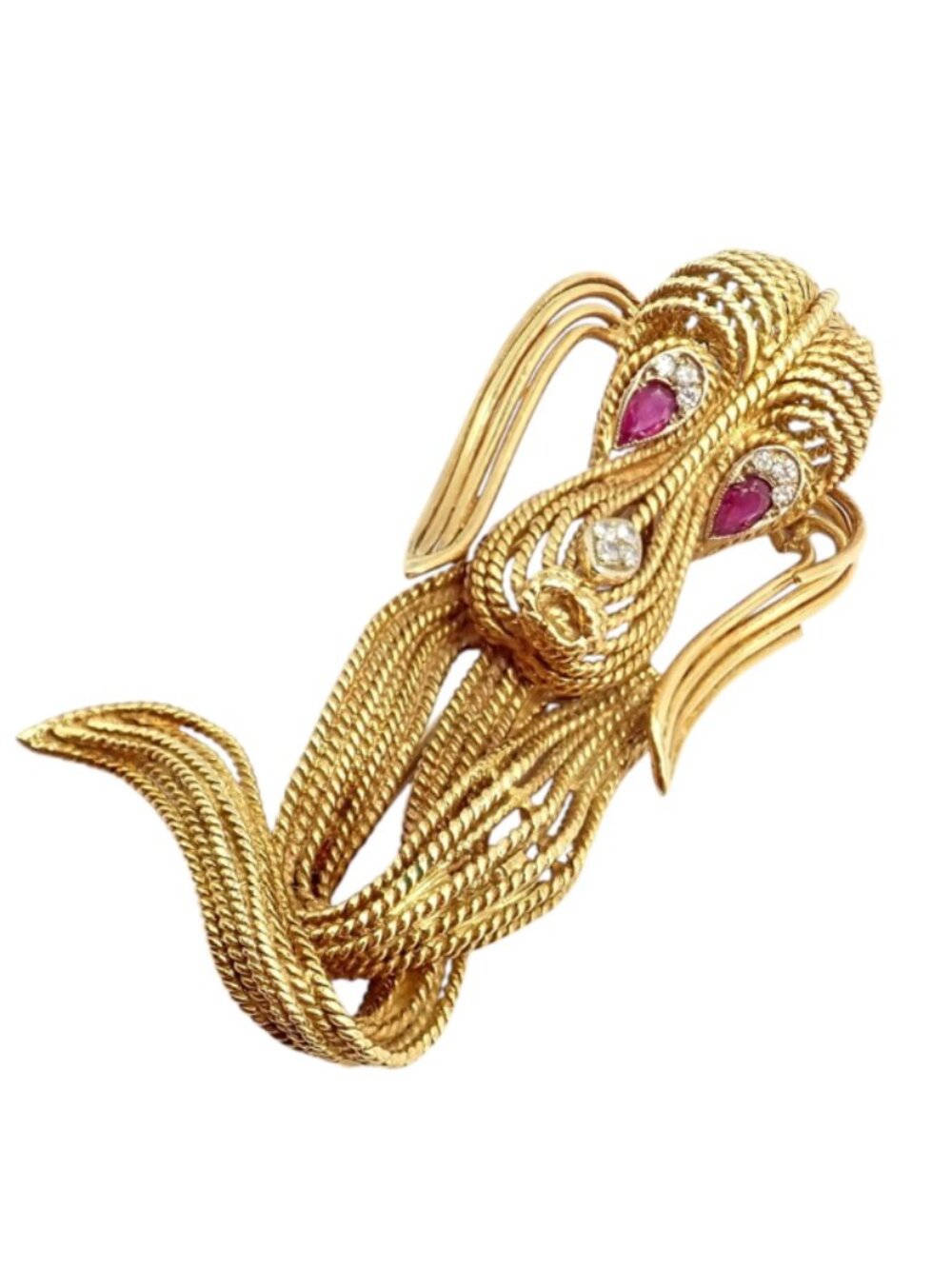Vintage! H. Stern 18k Yellow Gold Diamond Ruby Basset Hound Dog Pin Brooch